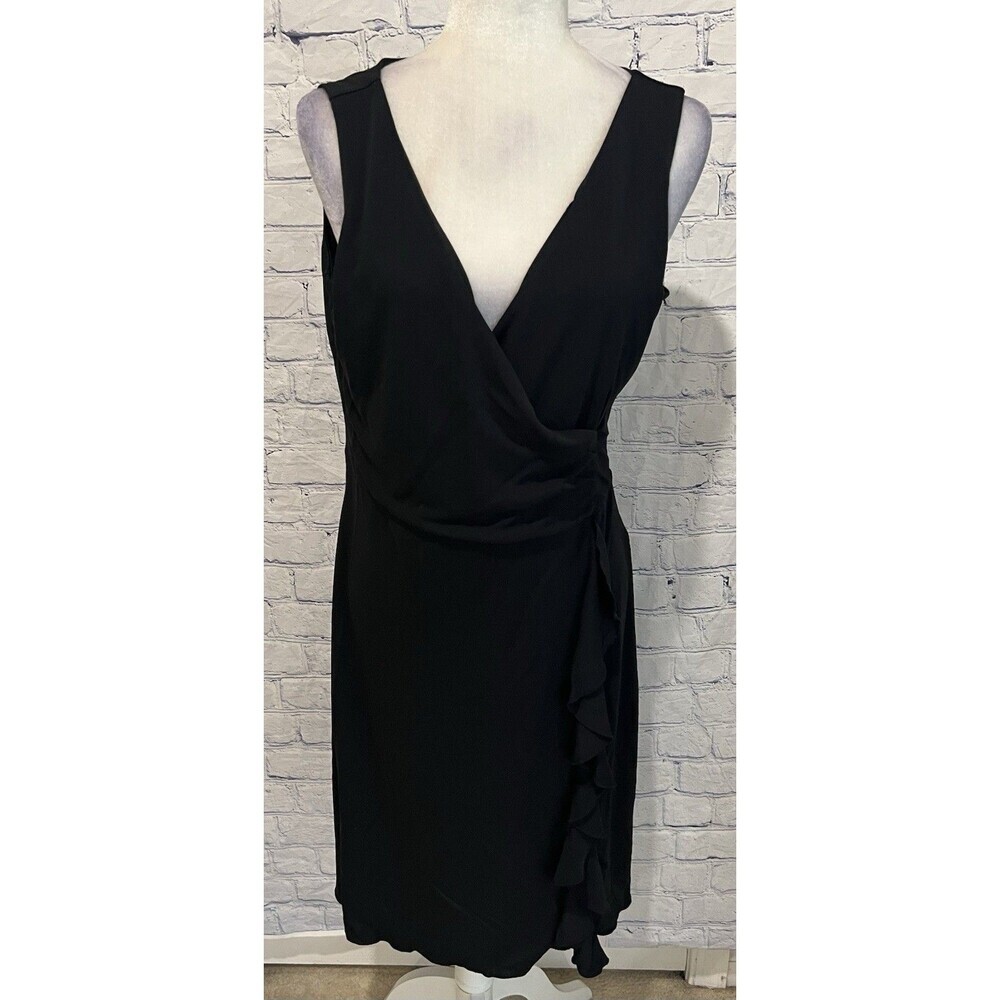 Ann Taylor Loft Women’s Black Side Ruffle Dress Sleeveless Size 12